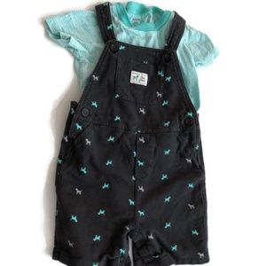 Carter's2-Piece Striped Tee & Animals Shortalls Se